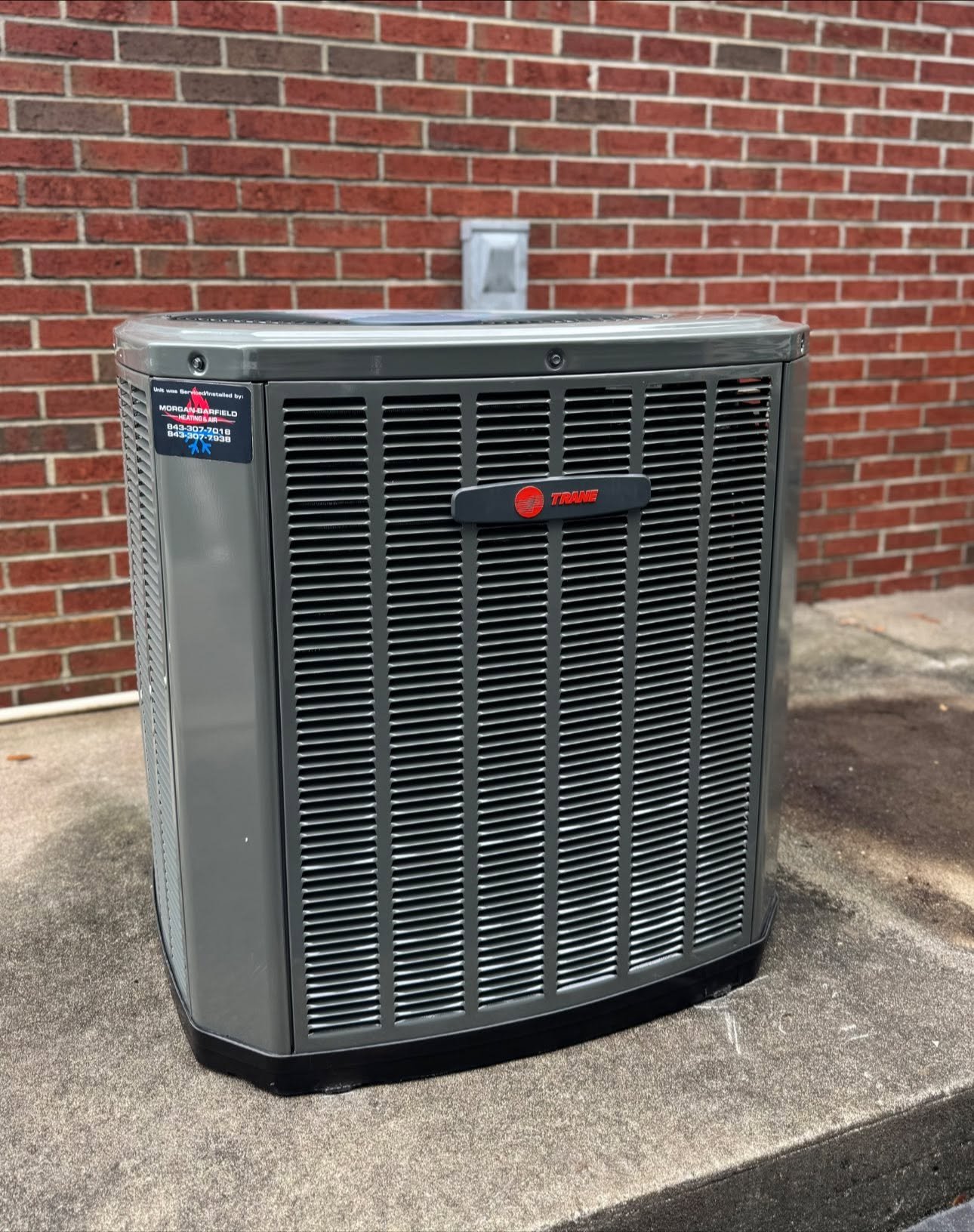 New Trane heating and cooling unit installed by Barfield's Heating & Air